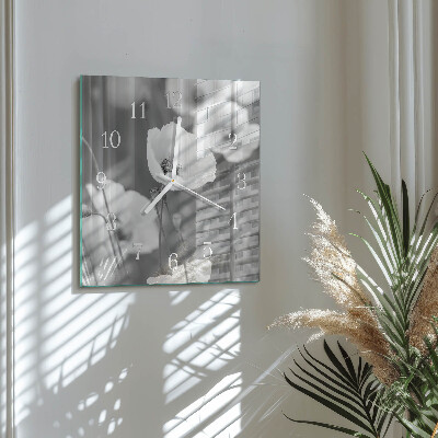 Square wall clock Poppies