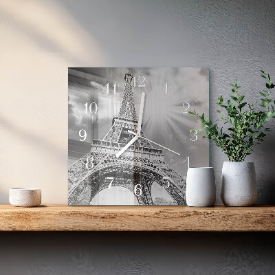 Square wall clock Eiffel Tower Paris
