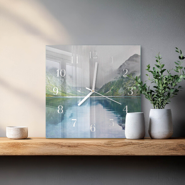 Square wall clock Mountain Lake