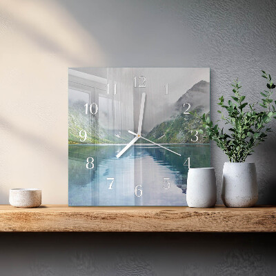 Square wall clock Mountain Lake