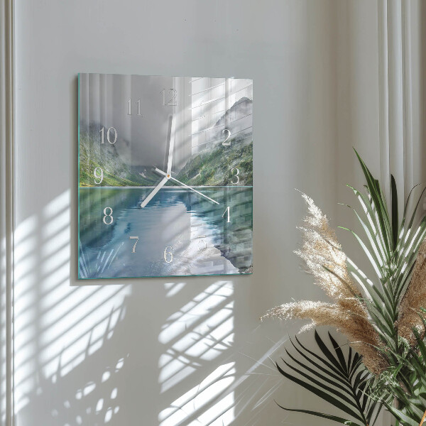 Square wall clock Mountain Lake