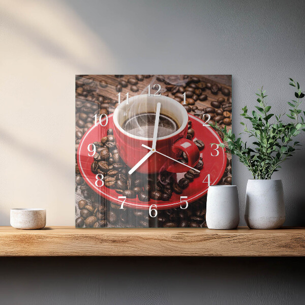 Square wall clock Cup of Coffee