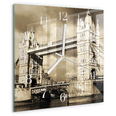 Square wall clock London Bridge Sepia