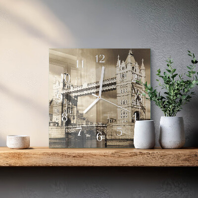 Square wall clock London Bridge Sepia