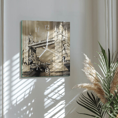 Square wall clock London Bridge Sepia