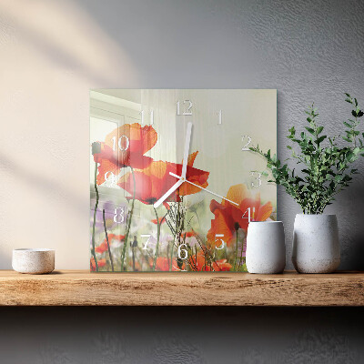 Square wall clock Poppies