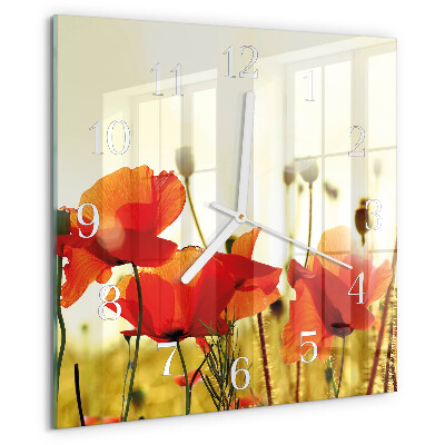 Square wall clock Poppies