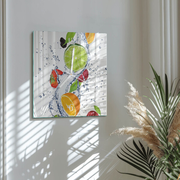 Square wall clock Fruits Lemon