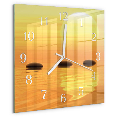 Square wall clock Water Sun