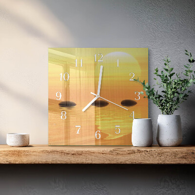 Square wall clock Water Sun
