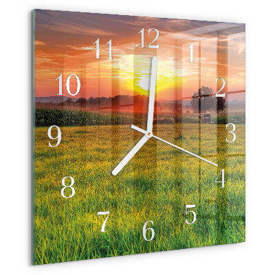 Square wall clock Landscape Meadow
