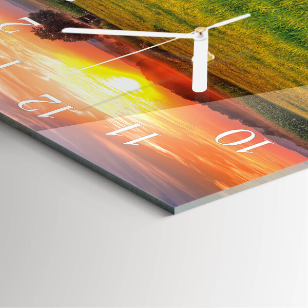 Square wall clock Landscape Meadow