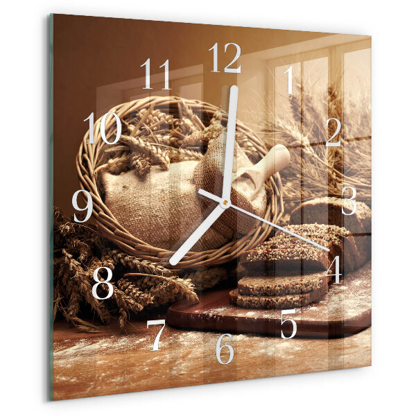 Square wall clock Bread