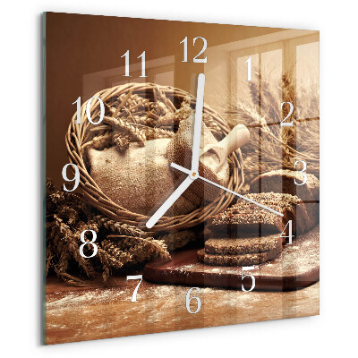 Square wall clock Bread