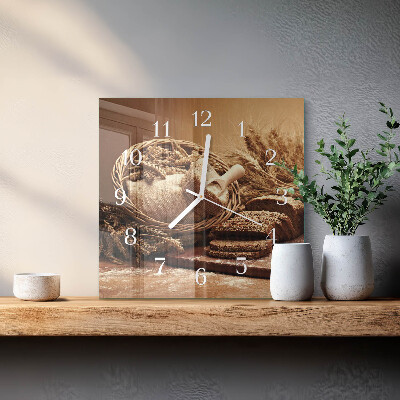 Square wall clock Bread