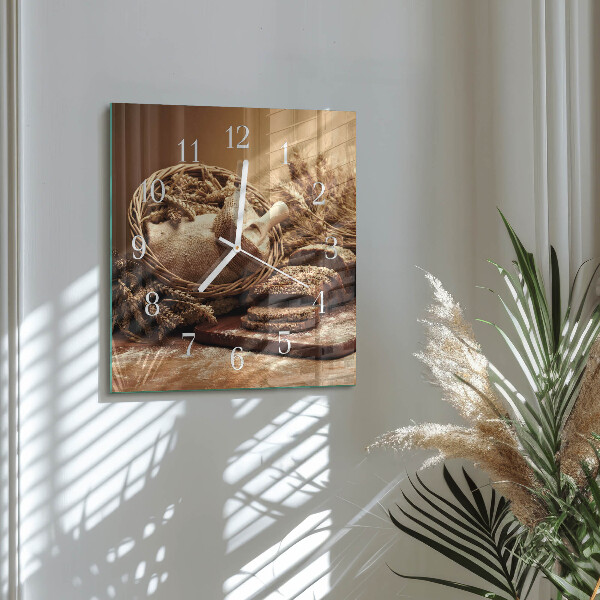 Square wall clock Bread