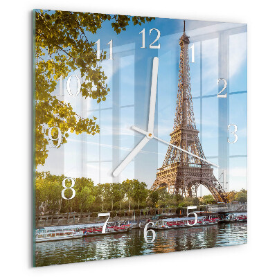 Square wall clock Eiffel Tower Paris