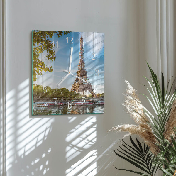 Square wall clock Eiffel Tower Paris