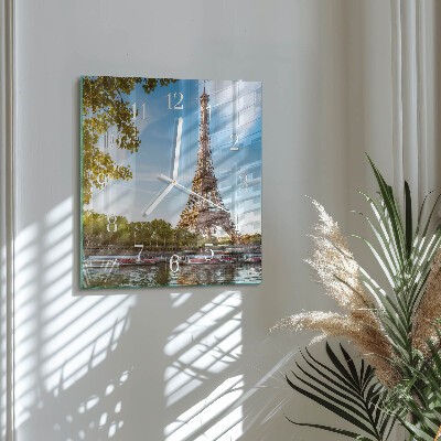 Square wall clock Eiffel Tower Paris