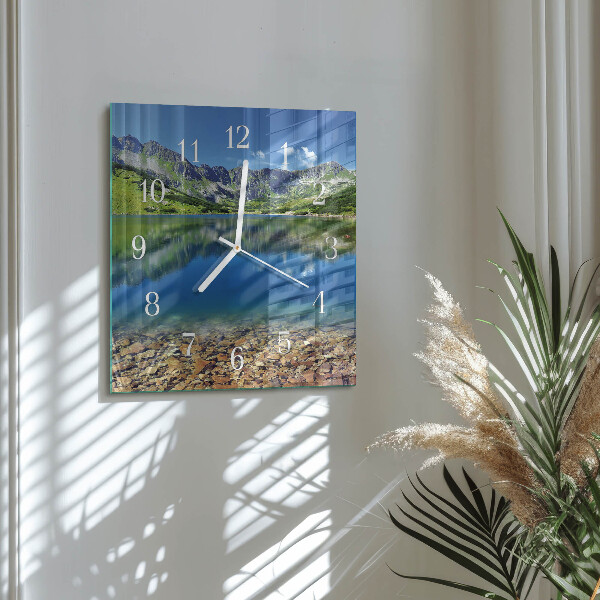 Square wall clock Mountain Lake