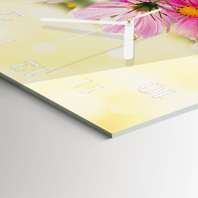 Square wall clock Cosmos Flowers