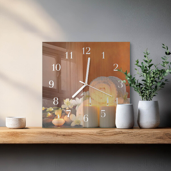 Square wall clock Spa Candles