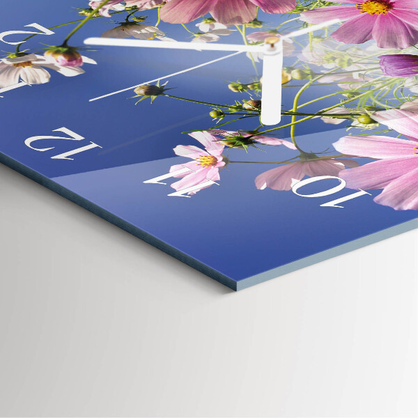 Square wall clock Cosmos Flowers
