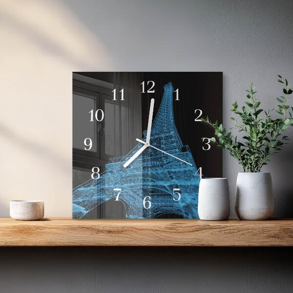 Square wall clock Eiffel Tower Paris