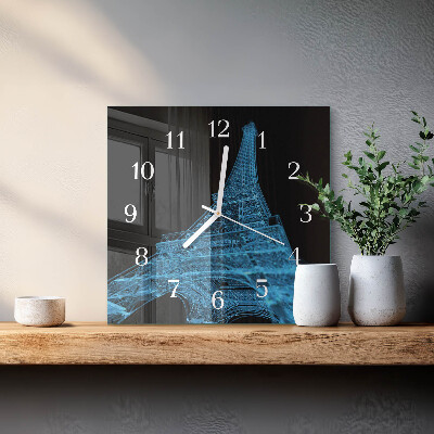 Square wall clock Eiffel Tower Paris