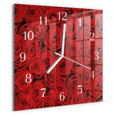 Square wall clock Roses