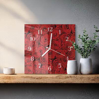Square wall clock Roses