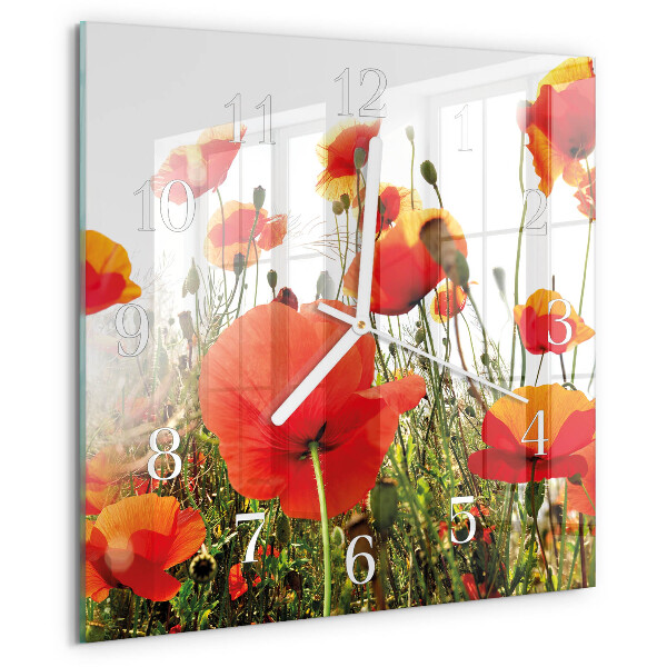 Square wall clock Poppies