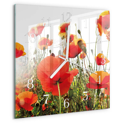 Square wall clock Poppies