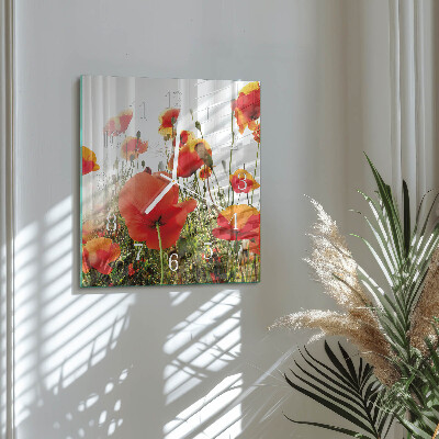 Square wall clock Poppies