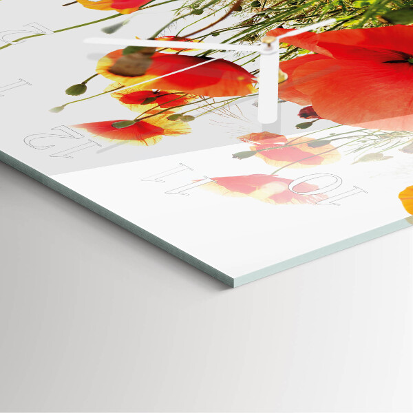 Square wall clock Poppies