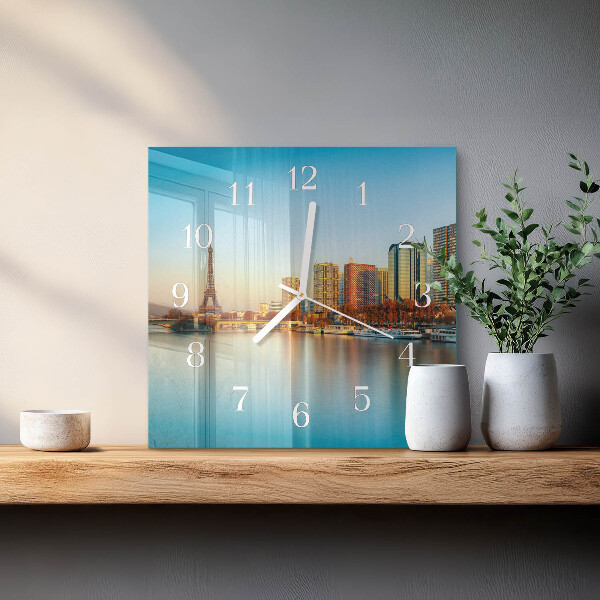 Square wall clock Eiffel Tower Paris