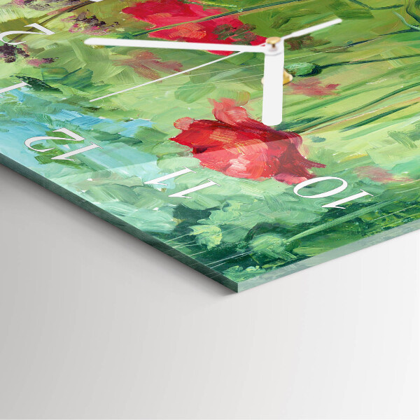 Square wall clock Poppies