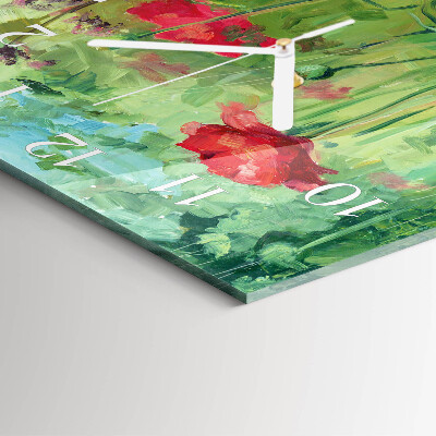Square wall clock Poppies