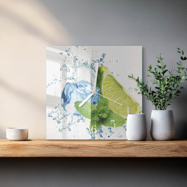Square wall clock Lime and Mint
