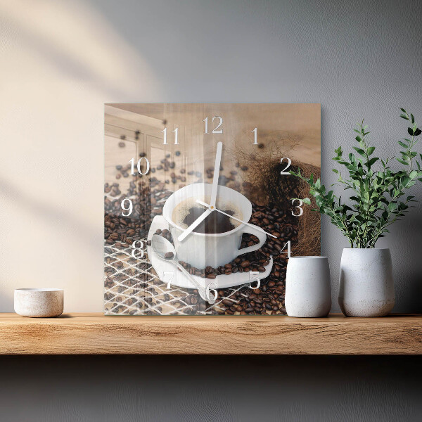 Square wall clock Cup of Coffee