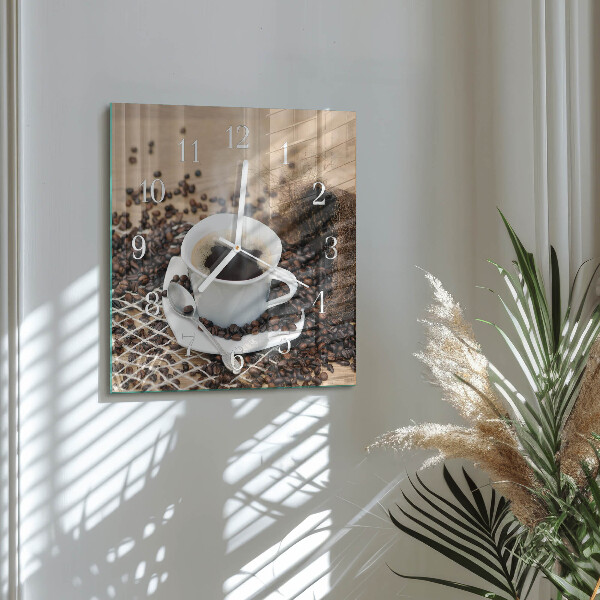 Square wall clock Cup of Coffee