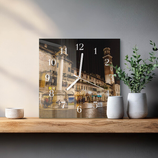 Square wall clock Night on the Town