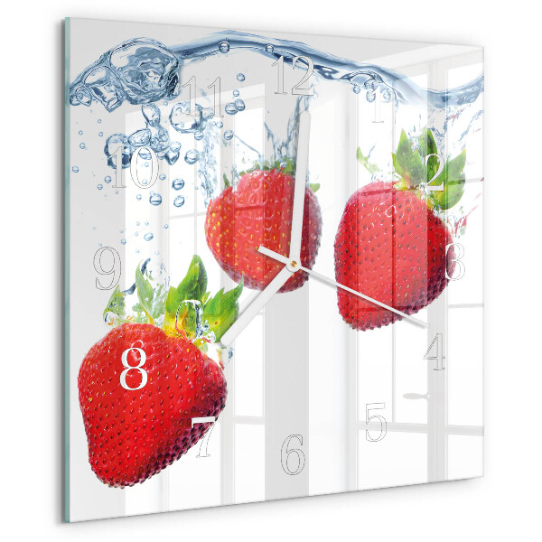 Square wall clock Strawberries
