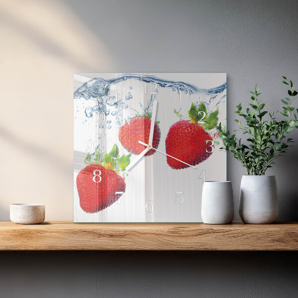 Square wall clock Strawberries