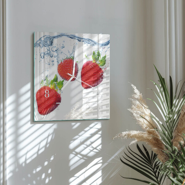 Square wall clock Strawberries