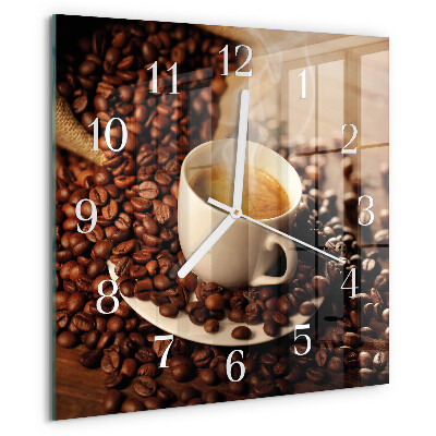 Square wall clock Cup of Coffee