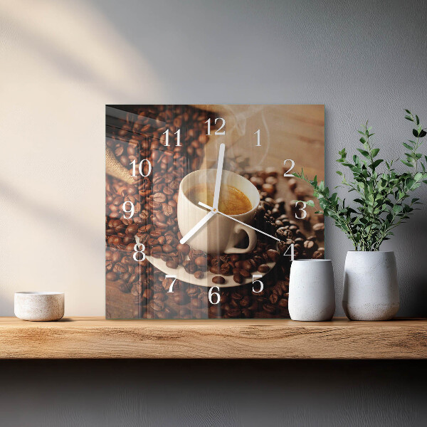 Square wall clock Cup of Coffee