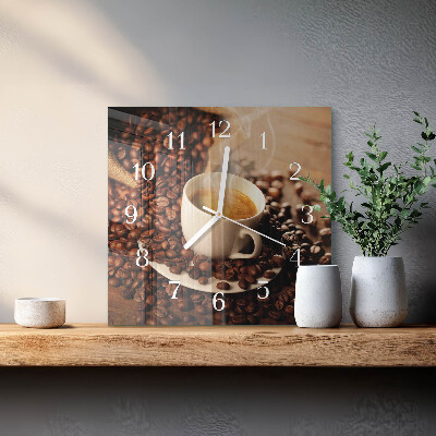 Square wall clock Cup of Coffee