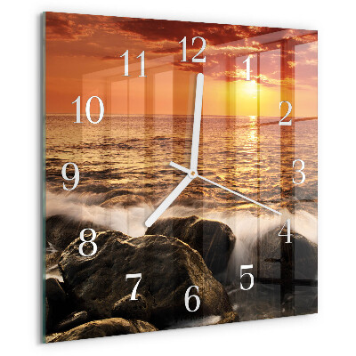 Square wall clock Sunset