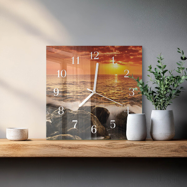 Square wall clock Sunset
